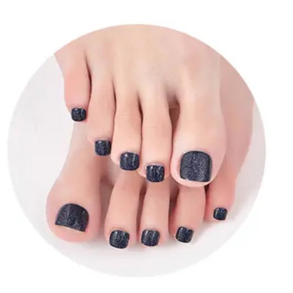 22 Pedi Nail Wraps 5 𝐅𝐨𝐫 $𝟗 MIDNIGHTS Black Glitter Sparkle NEW - Picture 3 of 3